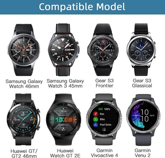 سوار ساعة سامسونج (حزام ساعة) جلد طبيعي 22 مم – أسود  O Ozone Band Compatible With Samsung Galaxy Watch 3 - SW1hZ2U6NjI4NjE3
