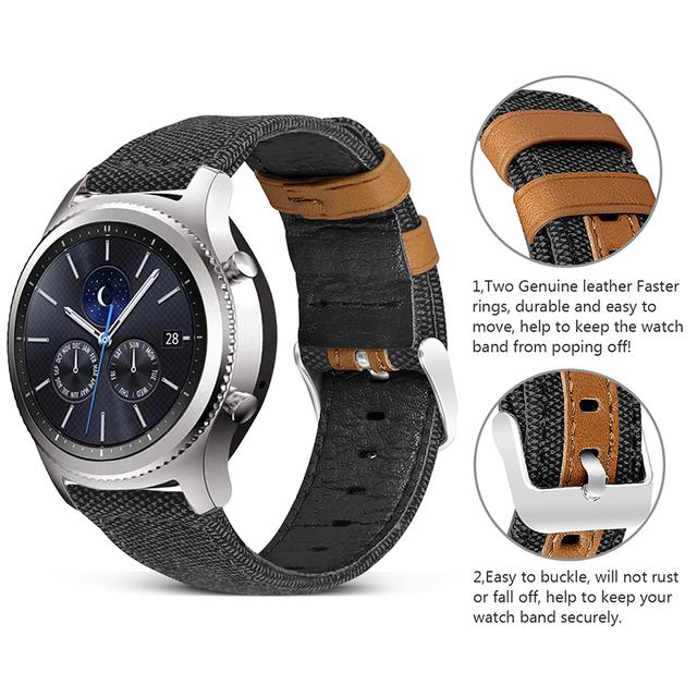 سوار ساعة سامسونج (حزام ساعة) جلد طبيعي 22 مم – أسود  O Ozone Band Compatible With Samsung Galaxy Watch 3 - SW1hZ2U6NjI4NjE5