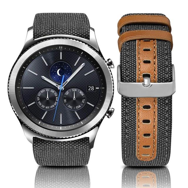 سوار ساعة سامسونج (حزام ساعة) جلد طبيعي 22 مم – أسود  O Ozone Band Compatible With Samsung Galaxy Watch 3 - SW1hZ2U6NjI4NjE1