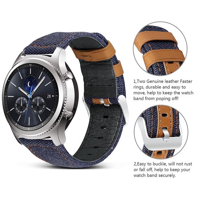 سوار ساعة سامسونج (حزام ساعة) جلد طبيعي 22 مم – كحلي  O Ozone Band Compatible With Samsung Galaxy Watch 3 - SW1hZ2U6NjI4NjMy
