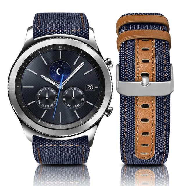 سوار ساعة سامسونج (حزام ساعة) جلد طبيعي 22 مم – كحلي  O Ozone Band Compatible With Samsung Galaxy Watch 3 - SW1hZ2U6NjI4NjI4