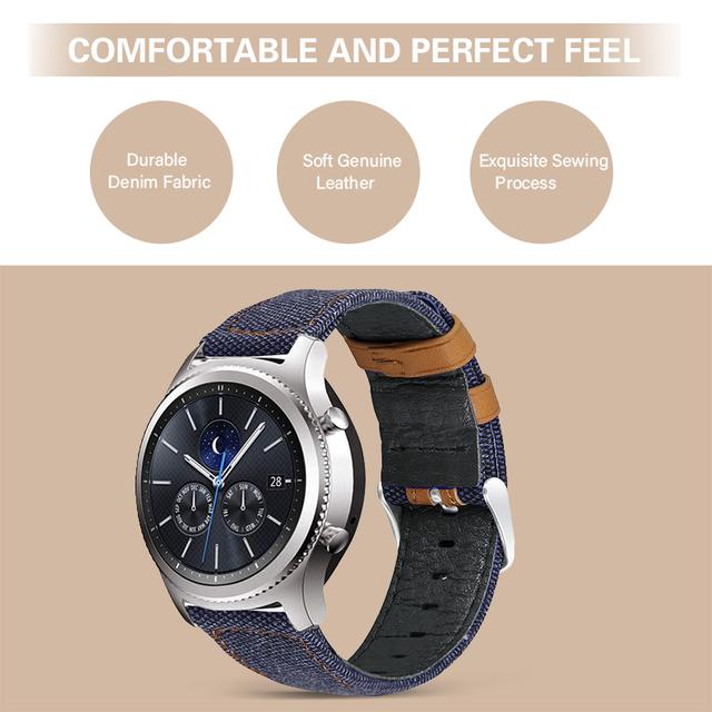 O Ozone Leather Band Compatible With Samsung Galaxy Watch 3 45mm / Galaxy Watch 46mm / Gear S3 Frontier / Classic / Watch GT 2 46mm Bands, 22mm Canvas Pattern Watch Band For Men Women- Grey - SW1hZ2U6NjI4NjQ5