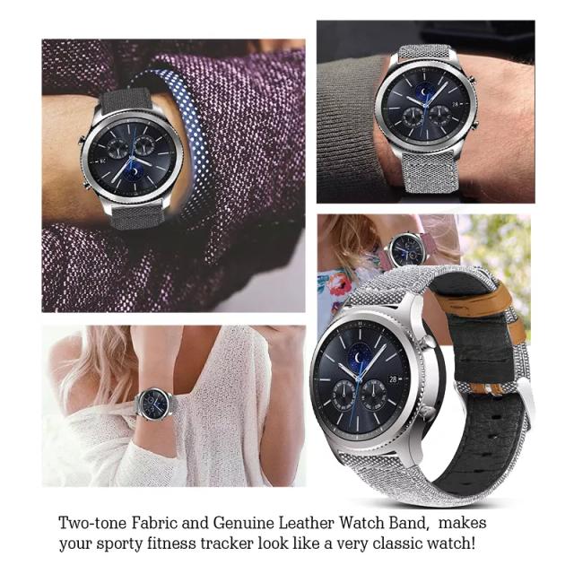 سوار ساعة سامسونج (حزام ساعة) جلد طبيعي 22 مم – رمادي  O Ozone Band Compatible With Samsung Galaxy Watch 3 - SW1hZ2U6bnVsbA==