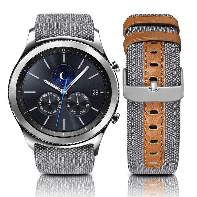 O Ozone Leather Band Compatible With Samsung Galaxy Watch 3 45mm / Galaxy Watch 46mm / Gear S3 Frontier / Classic / Watch GT 2 46mm Bands, 22mm Canvas Pattern Watch Band For Men Women- Grey - SW1hZ2U6NjI4NjQx