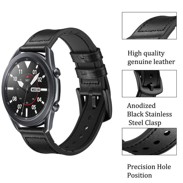 سوار ساعة سامسونج (حزام ساعة) جلد طبيعي 22 مم – بني غامق  O Ozone Band Compatible With Samsung Galaxy Watch 3 - SW1hZ2U6NjI4Njk2