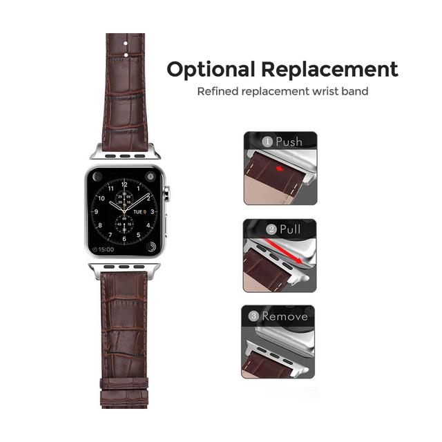 O Ozone Leather Band for Apple Watch 42mm 44mm 45mm, Premium Leather Strap Replacement Wristband Strap For iWatch Series 7 6 5 4 3 2 1 SE, Men Women (Dark Brown) - SW1hZ2U6NjI4NzQ5