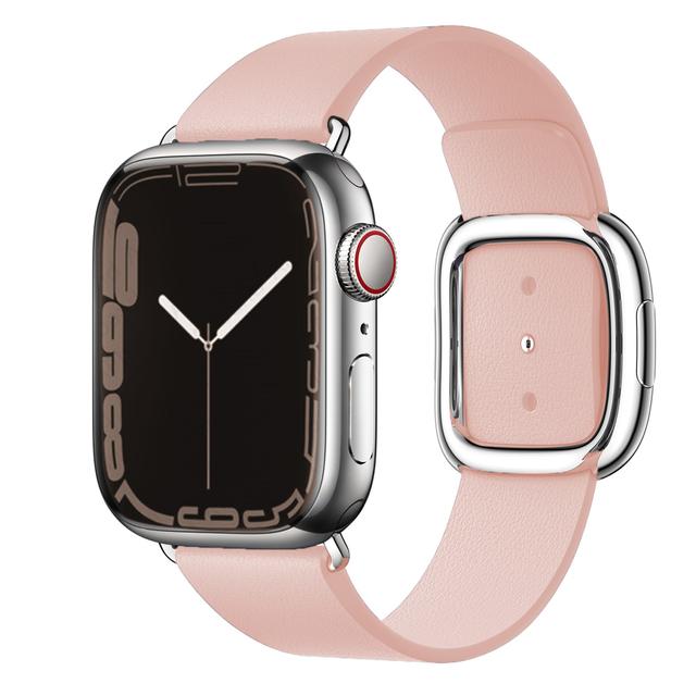 O Ozone Leather Bands Compatible for Apple Watch Band 38mm 40mm 41mm, Genuine Leather Wristband Replacement Strap Compatible with Apple Watch Series 7 6 5 4 3 2 1, SE for Women Men -Pink - SW1hZ2U6NjI4ODA1