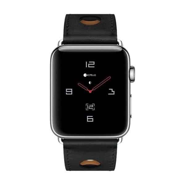 حزام ساعة أبل جلد 42/44/45 مم – أسود  O Ozone Big Hole Design Strap Compatible with Apple Watch - SW1hZ2U6NjI4ODM5