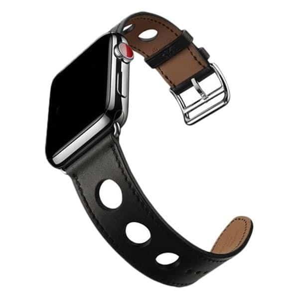 حزام ساعة أبل جلد 42/44/45 مم – أسود  O Ozone Big Hole Design Strap Compatible with Apple Watch - SW1hZ2U6NjI4ODQ1