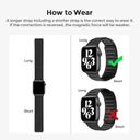 O Ozone Leather Magnetic Loop Strap for Apple Watch Band 42mm 44mm 45mm, Fashionable Replacement Bracelet Strap For iWatch Series 7 6 5 4 3 2 1 SE, Men Women (Black) - SW1hZ2U6NjI4ODc3