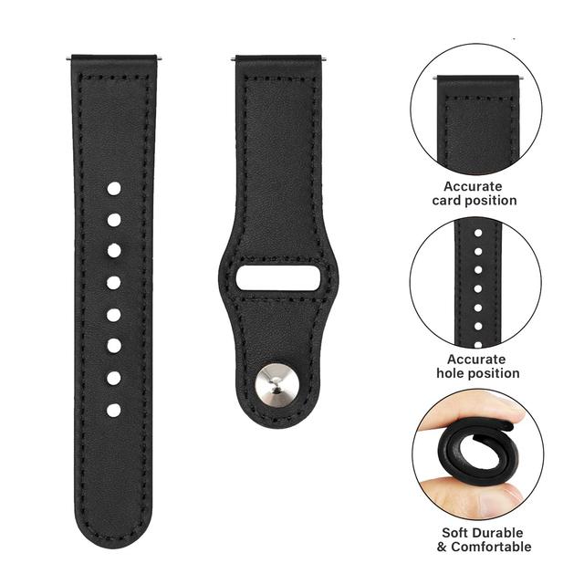 O Ozone Leather Strap Compatible With Samsung Galaxy Watch 3 45mm / Galaxy Watch 46mm / Gear S3 Frontier / Classic / Watch GT 2 46mm Bands, 22mm Genuine Leather Replacement Wristband Strap- Black - SW1hZ2U6NjI5MTk0