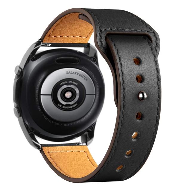 سوار ساعة سامسونج (حزام ساعة) جلد طبيعي 22 مم – أسود  O Ozone Strap Compatible With Samsung Galaxy Watch 3 - SW1hZ2U6NjI5MTg4