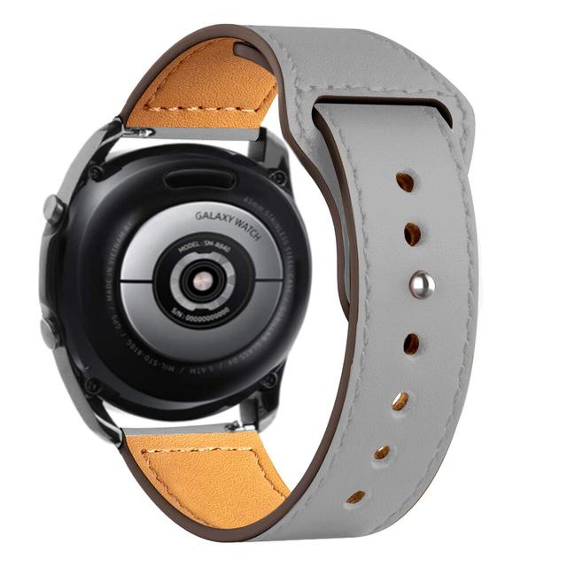 سوار ساعة سامسونج (حزام ساعة) جلد طبيعي 22 مم – رمادي  O Ozone Strap Compatible With Samsung Galaxy Watch 3 - SW1hZ2U6NjI5MjAz