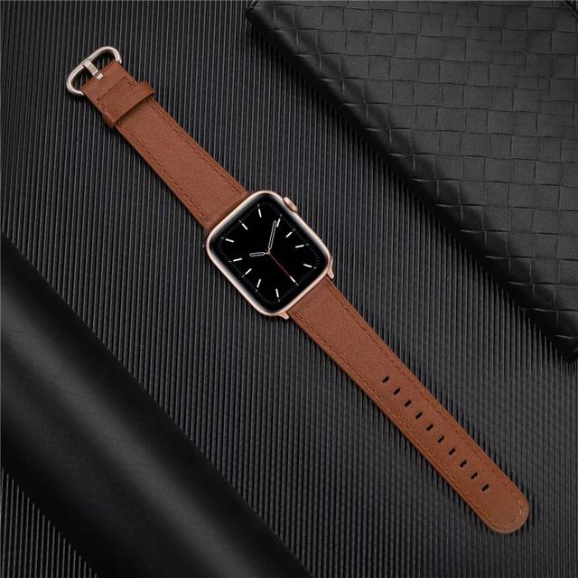 حزام ساعة أبل جلد 38/40/41 مم - رمادي داكن   O Ozone Leather Strap Compatible with Apple Watch - SW1hZ2U6NjI4OTk4