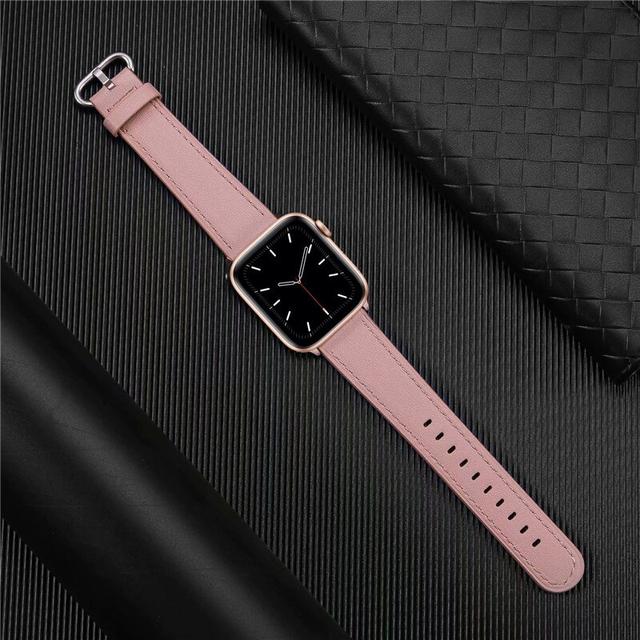 O Ozone Leather Strap Compatible with Apple Watch Strap 38mm 40mm 41mm Premium Leather Strap Replacement Watch Band Quick Release Buckle Wristband for iWatch Strap Series 7/6/SE/5/4/3/2/1 -Pink - SW1hZ2U6NjI5MDgz