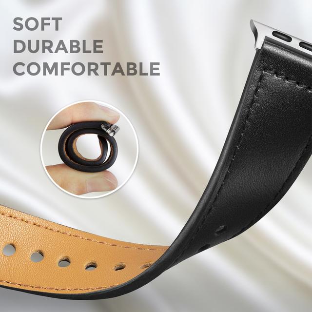 حزام ساعة أبل جلد 38/40/41 مم – أسود  O Ozone Strap for Apple Watch - SW1hZ2U6NjI5MjIy