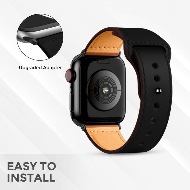 حزام ساعة أبل جلد 38/40/41 مم – أسود  O Ozone Strap for Apple Watch - SW1hZ2U6NjI5MjI0