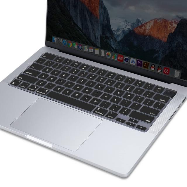 غطاء جلد حماية كيبورد ماك بوك 14/16 بوصة انكليزي أسود Macbook Keyboard Cover Skin for MacBook Pro 14 Inch 16 inch Black - O Ozone - SW1hZ2U6NjI5NDM2