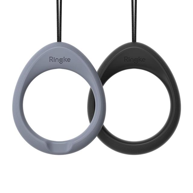 خاتم حامل الموبايل سيليكون قطعتين أسود ورمادي Ringke [2 Pack] Finger Ring Strap Silicone Smartphone - SW1hZ2U6NjMzNTM4