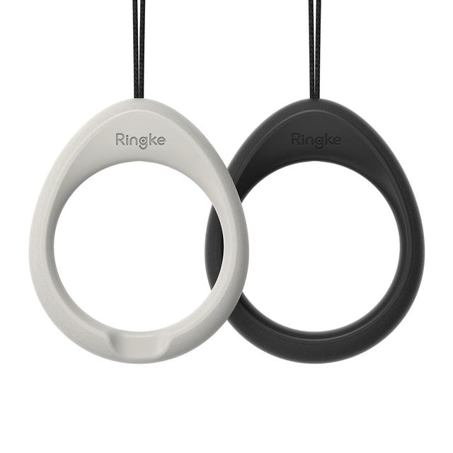 خاتم حامل الموبايل سيليكون قطعتين أسود ورمادي فاتح Ringke [2 Pack] Finger Ring Strap Silicone Smartphone - SW1hZ2U6NjMzNTU1