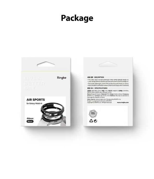 Ringke Air Sport Series Compatible with Samsung Galaxy Watch 4 Case Lightweight Slim Cover [ PowerShare Compatible ] [ Designed Case for Galaxy Watch 4 44mm ] - Black - SW1hZ2U6NjMzODEz