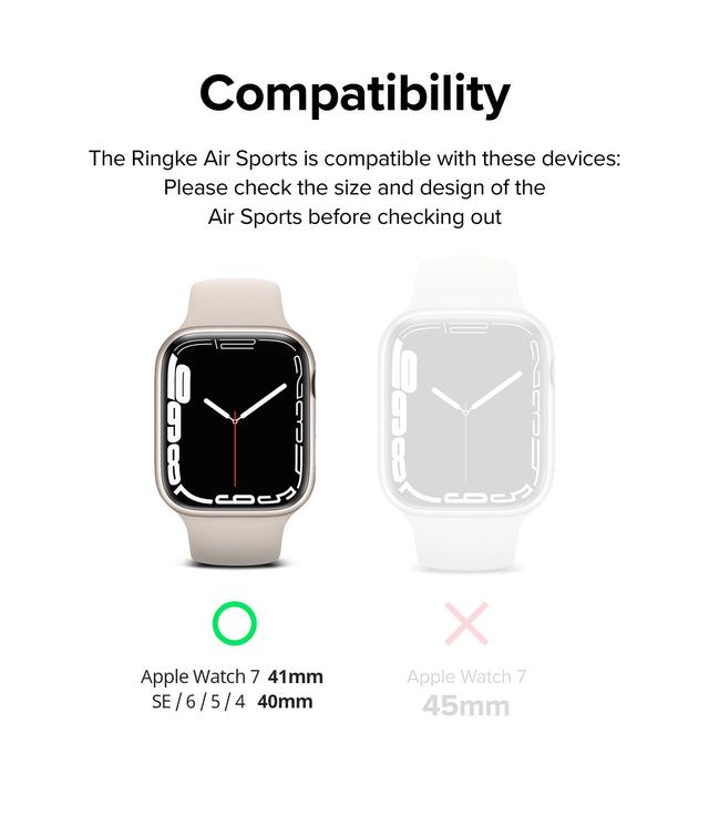 Ringke Air Sports Compatible with Apple Watch 7 41mm Case, Thin Soft Flexible Rugged TPU Raised Bezel Frame Protective Button Cover for Apple Watch Series SE/7/ 6/5/4 41mm -Black - SW1hZ2U6NjMzOTE3