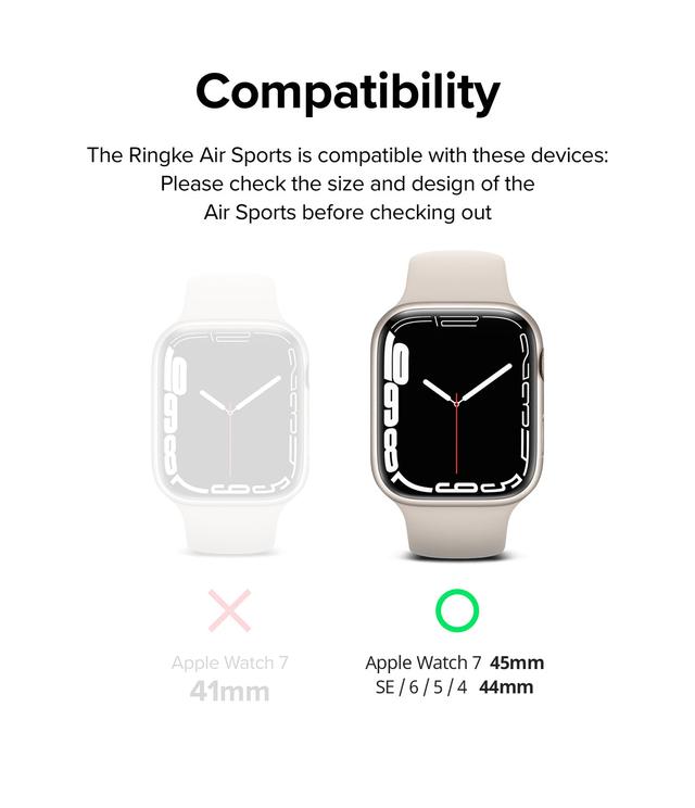 Ringke Air Sports Compatible with Apple Watch 7 45mm Case, Thin Soft Flexible Rugged TPU Raised Bezel Frame Protective Button Cover for Apple Watch Series SE/7/ 6/5/4 45mm - Dark Green - SW1hZ2U6NjMzOTMy