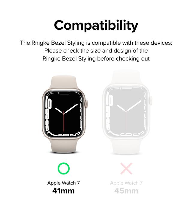 Ringke Bezel Styling Compatible with Apple Watch 7 41mm Stainless Steel Adhesive Frame Ring Cover Anti Scratch Protection for Apple Watch7 41mm - Silver (41-09) - SW1hZ2U6NjM0MTM5