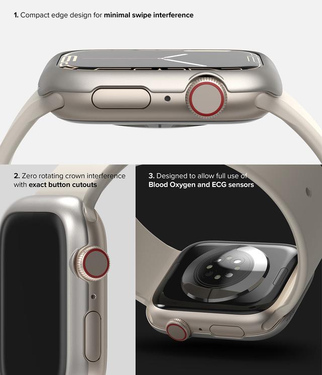 Ringke Bezel Styling Compatible with Apple Watch 7 41mm Stainless Steel Adhesive Frame Ring Cover Anti Scratch Protection for Apple Watch7 41mm - Silver (41-09) - SW1hZ2U6NjM0MTQ3