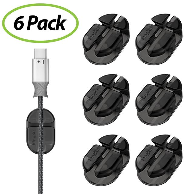 Ringke Cable Clip Holder Multipurpose Back Adhesive Desktop and Office Cable Organizer, Cord Management Solution for Charging, Lightning,Laptop Chargers,USB Electronics Accessory Cable Holders(6 Pack) - SW1hZ2U6NjM0MjA1