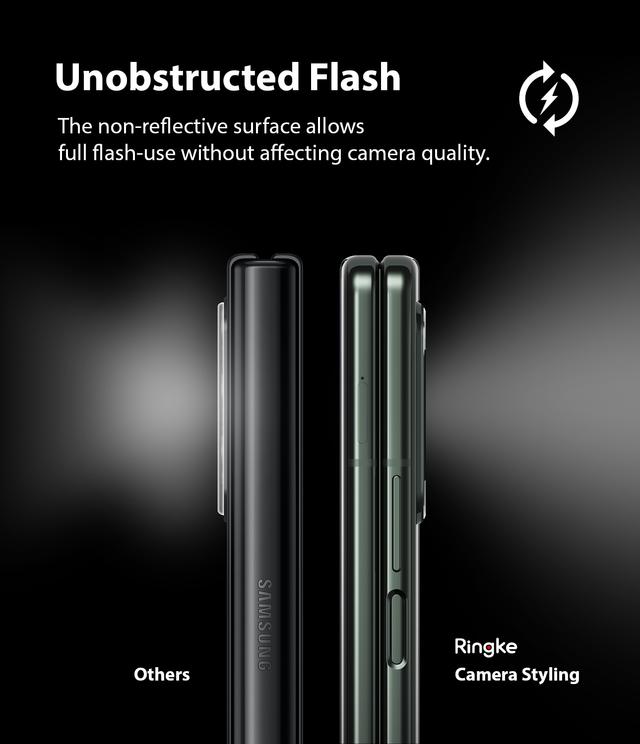 غطاء عدسة كاميرا لهاتف Galaxy Z Fold 3 5G أسود Camera Styling Lens Protector, Aluminium Frame Tough Protective - Ringke - SW1hZ2U6NjM0Mjc2
