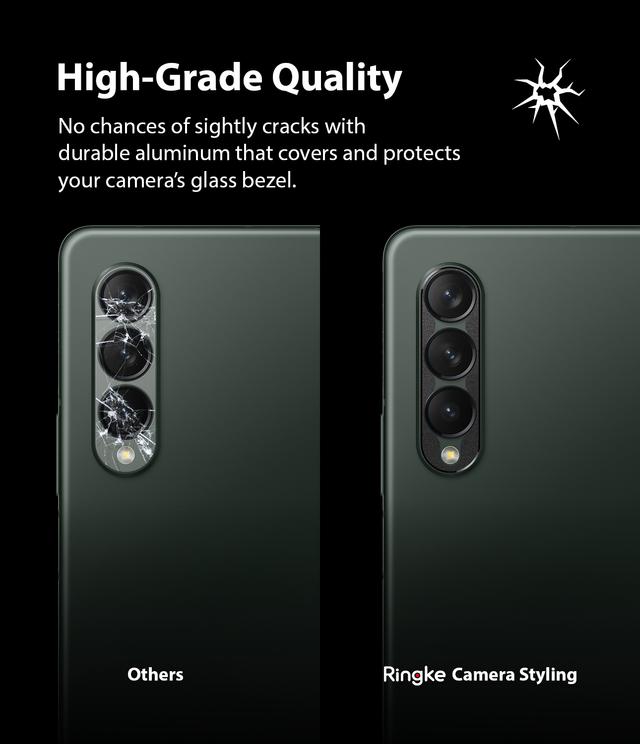 غطاء عدسة كاميرا لهاتف Galaxy Z Fold 3 5G أسود Camera Styling Lens Protector, Aluminium Frame Tough Protective - Ringke - SW1hZ2U6NjM0Mjgy