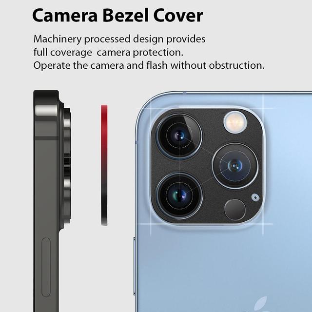 كفر كاميرا آيفون ألمنيوم أسود Ringke Camera Styling Compatible with Apple iPhone 13 Pro/ 13 Pro Max Camera Lens Protector - SW1hZ2U6NjM0Mjkz