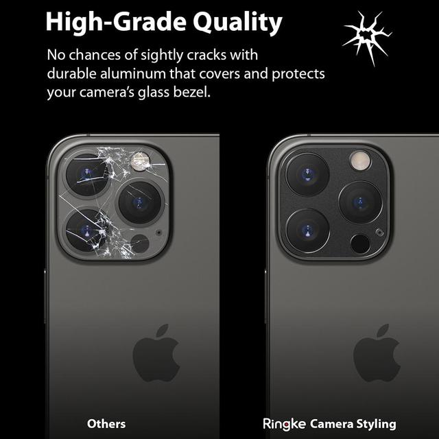 كفر كاميرا آيفون ألمنيوم أسود Ringke Camera Styling Compatible with Apple iPhone 13 Pro/ 13 Pro Max Camera Lens Protector - SW1hZ2U6NjM0Mjk3
