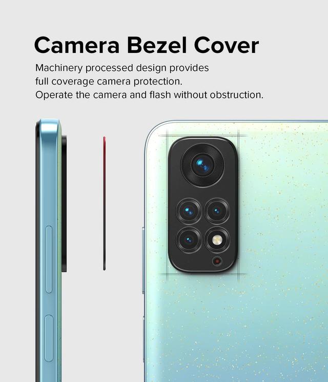 Ringke Camera Styling Compatible with Redmi Note 11, Back Camera Lens Edge Protector Case-Friendly Aluminum Frame Tough Protective Adhesive Cover-Black - SW1hZ2U6NjM0MzI3