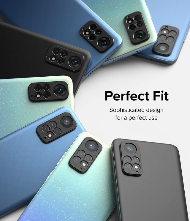 Ringke Camera Styling Compatible with Redmi Note 11, Back Camera Lens Edge Protector Case-Friendly Aluminum Frame Tough Protective Adhesive Cover-Black - SW1hZ2U6NjM0MzMx