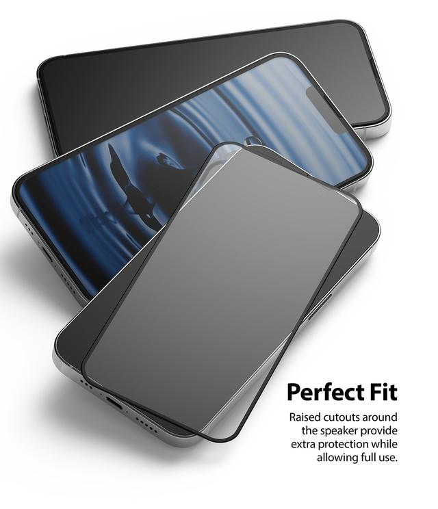 Ringke Compatible with Apple iPhone 13 / iPhone 13 Pro Tempered Glass Screen Protector Invisible Defender Full Coverage Case Friendly [ Deisgned Screen Guard for iPhone 13 / iPhone 13 Pro ] - Black - SW1hZ2U6NjM0Mzc0