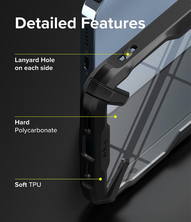 Ringke Cover for iPhone 13 Pro Case Hard Fusion-X Ergonomic Transparent Shock Absorption TPU Bumper [ Designed Case for iPhone 13 Pro ] - Camo Black - SW1hZ2U6NjM0Njg5