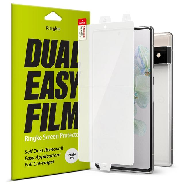 Ringke Dual Easy Film [2 Pack] Compatible with Google Pixel 6 Pro Screen Protector, Anti-Fingerprint, Anti-Glare Protective Film - SW1hZ2U6NjM0ODE2