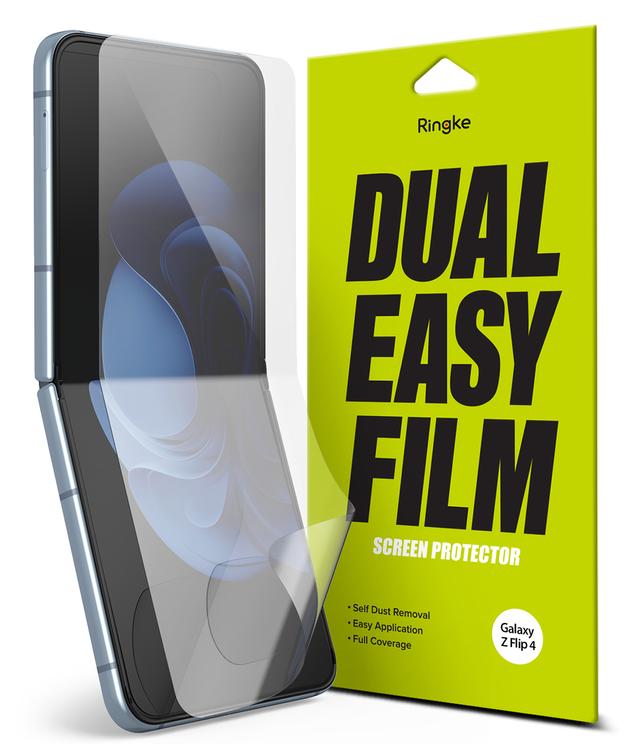 Ringke Dual Easy Film (2 Pack) Compatible with Samsung Galaxy Z Flip 4 ,High Resolution Support Ultrasonic Fingerprint Easy Application Case Friendly Screen Protector for Galaxy Z Flip 4 (2022) - SW1hZ2U6NjM0Nzk5