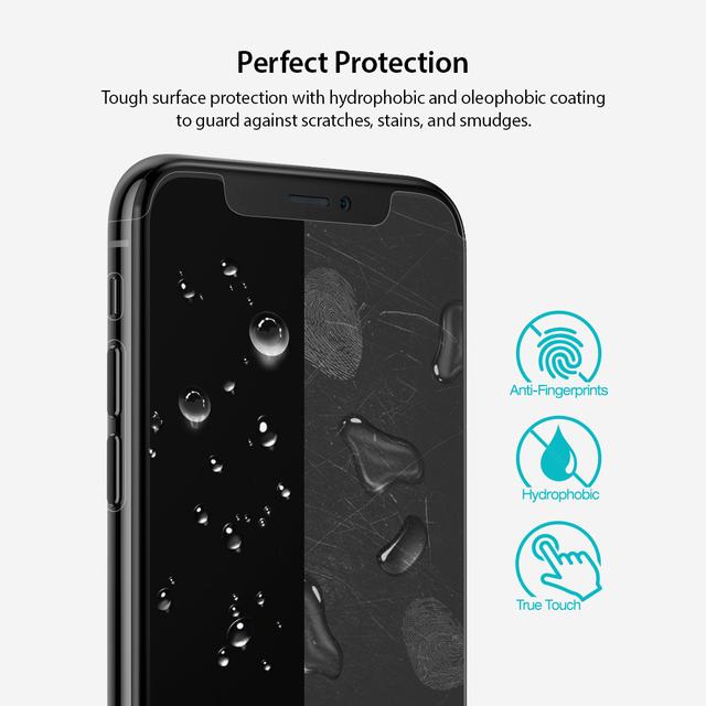 لاصقة حماية الشاشة والحواف لهاتف iPhone XS/X شفاف Invisible Defender Full Coverage Screen Guard - Ringke - SW1hZ2U6NjM2MzQ0