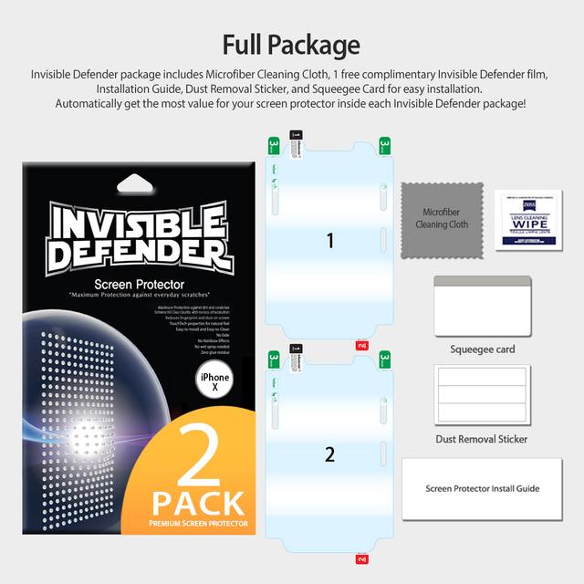 لاصقة حماية الشاشة والحواف لهاتف iPhone XS/X شفاف Invisible Defender Full Coverage Screen Guard - Ringke - SW1hZ2U6NjM2MzQ4
