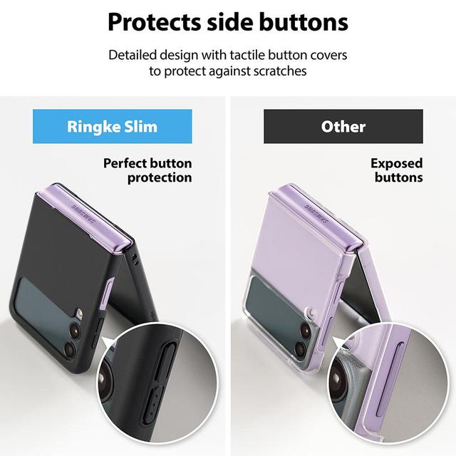 Ringke Slim Case for Galaxy Z Flip 3 5G (2021) Anti-Cling Micro-Dot Technology Shockproof Protective [ Samsung Galaxy Z Flip 3 Case Supports Fast Wireless Charging ] - Matte Clear - SW1hZ2U6NjM3NzQ3