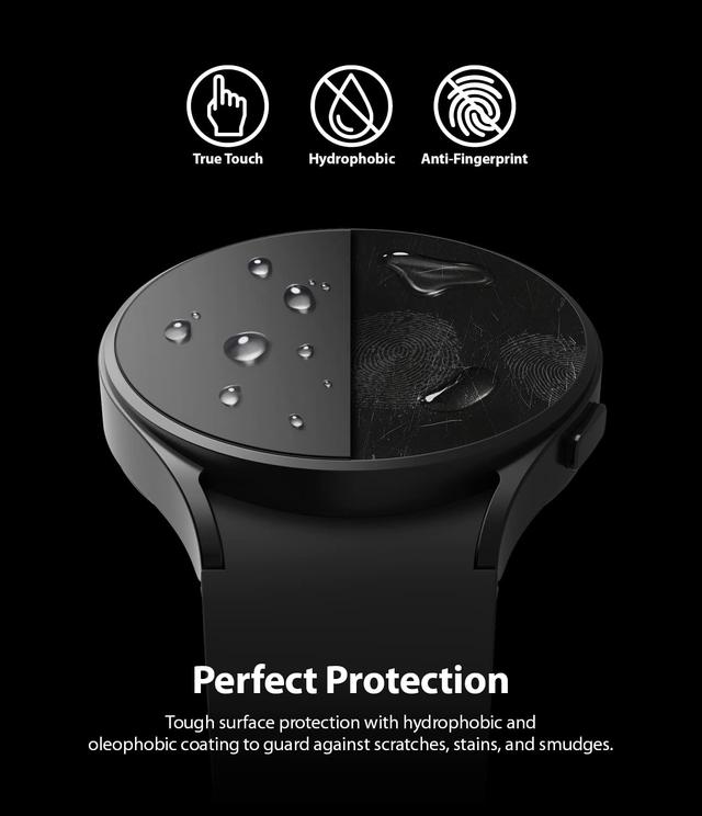 Ringke Tempered Glass Screen Protector (4 Pack) Compatible with Samsung Galaxy Watch 4 44mm Smartwatch 9H Hardness Anti Scratch Full Cover Protective Film - SW1hZ2U6NjM3ODUw