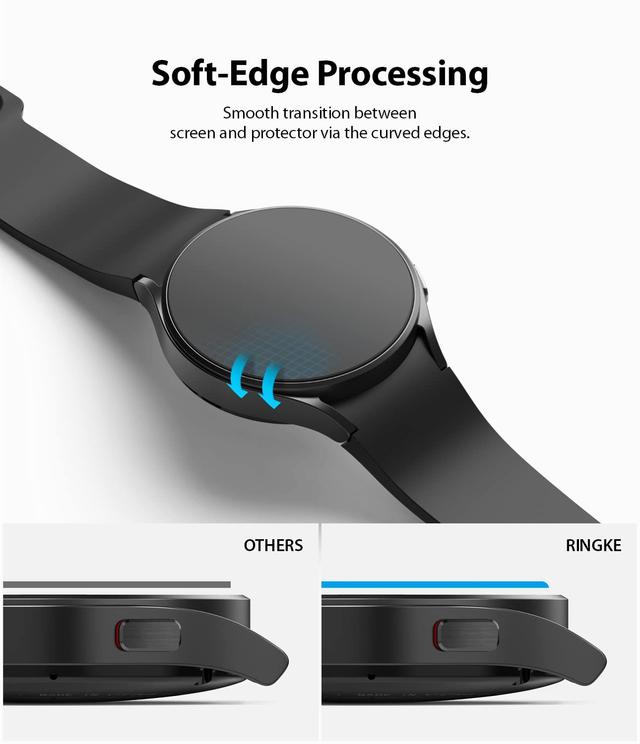 Ringke Tempered Glass Screen Protector (4 Pack) Compatible with Samsung Galaxy Watch 4 44mm Smartwatch 9H Hardness Anti Scratch Full Cover Protective Film - SW1hZ2U6NjM3ODUy