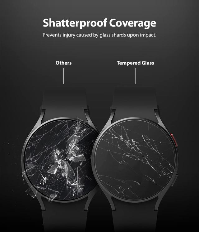 Ringke Tempered Glass Screen Protector (4 Pack) Compatible with Samsung Galaxy Watch 4 44mm Smartwatch 9H Hardness Anti Scratch Full Cover Protective Film - SW1hZ2U6NjM3ODU4