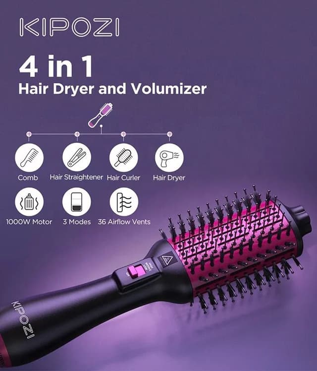 Kipozi 4 in 1 Hair Dryer & Volumizer 1000w