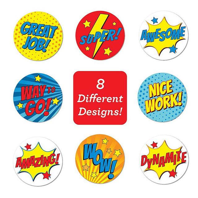 مجموعة ملصقات (ستيكرات) دائرية تشجيعية للأطفال 6 أشكال 500 قطعة Six Style Encouragement Stationery Stickers Round [1 inch][500 Pcs Labels] – Wownect - SW1hZ2U6NjM4MDQ5