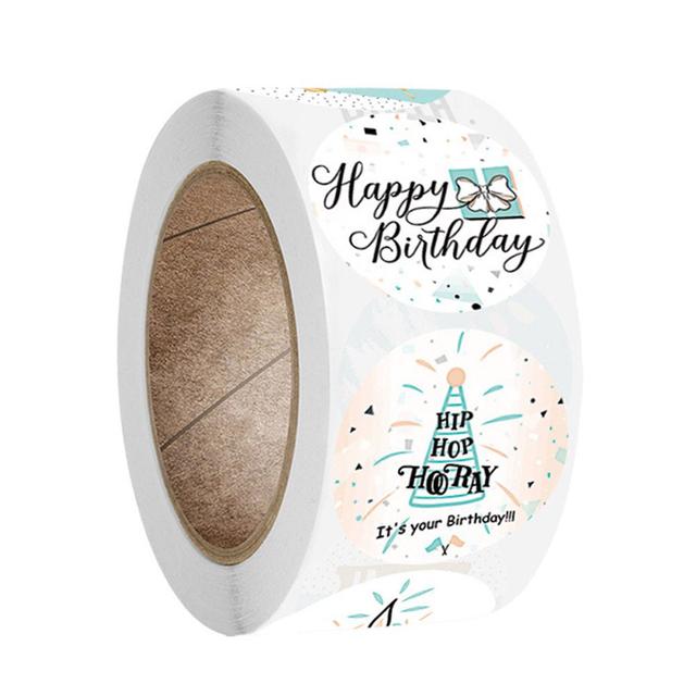 Wownect 6 Style Happy Birthday Sticker Round [1inch][1000 Stickers] Labels For Envelope Seals, Packing Seals, cards, Gift Boxes, Shopping Bags, Bouquets, Cardboard Decoration - SW1hZ2U6NjM4MDY2