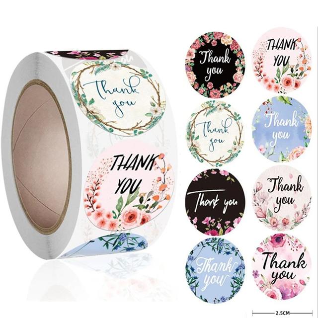 Wownect 8 Color Thankyou Sticker Round [1inch][1000 Stickers] Labels For Envelope Seals, Packing Seals, cards, Gift Boxes, Shopping Bags, Bouquets, Cardboard Decoration - SW1hZ2U6NjM4MDg2